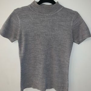 Gray Short Sleeved Mock Turtleneck
